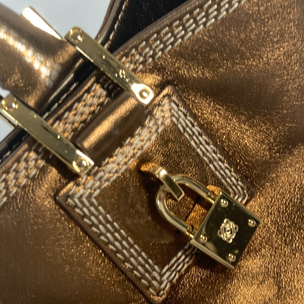 LOEWE Shoulder Bag leather Metallic brown logo anagram