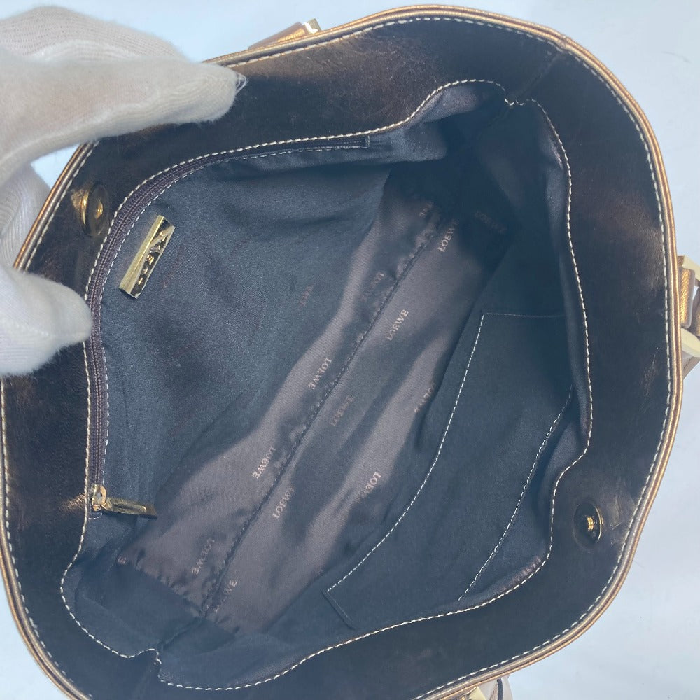 LOEWE Shoulder Bag leather Metallic brown logo anagram