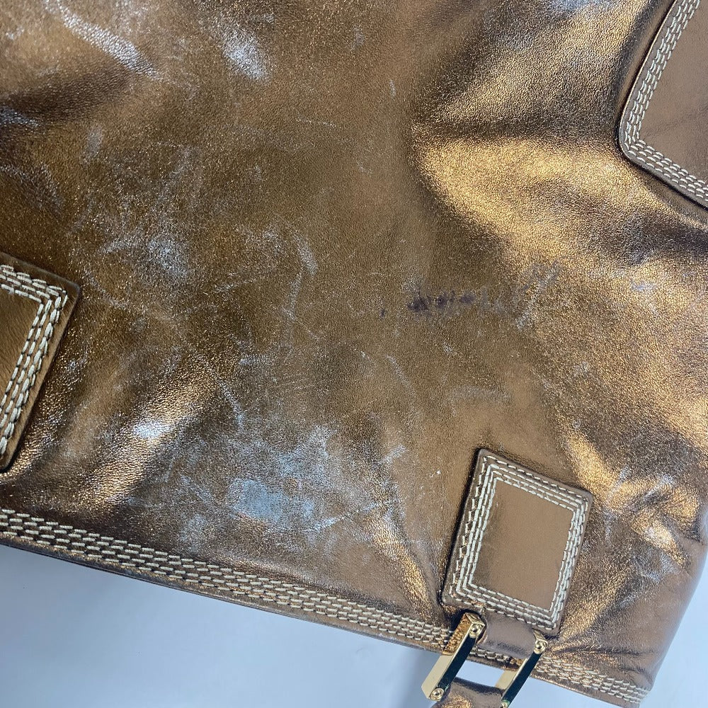 LOEWE Shoulder Bag leather Metallic brown logo anagram