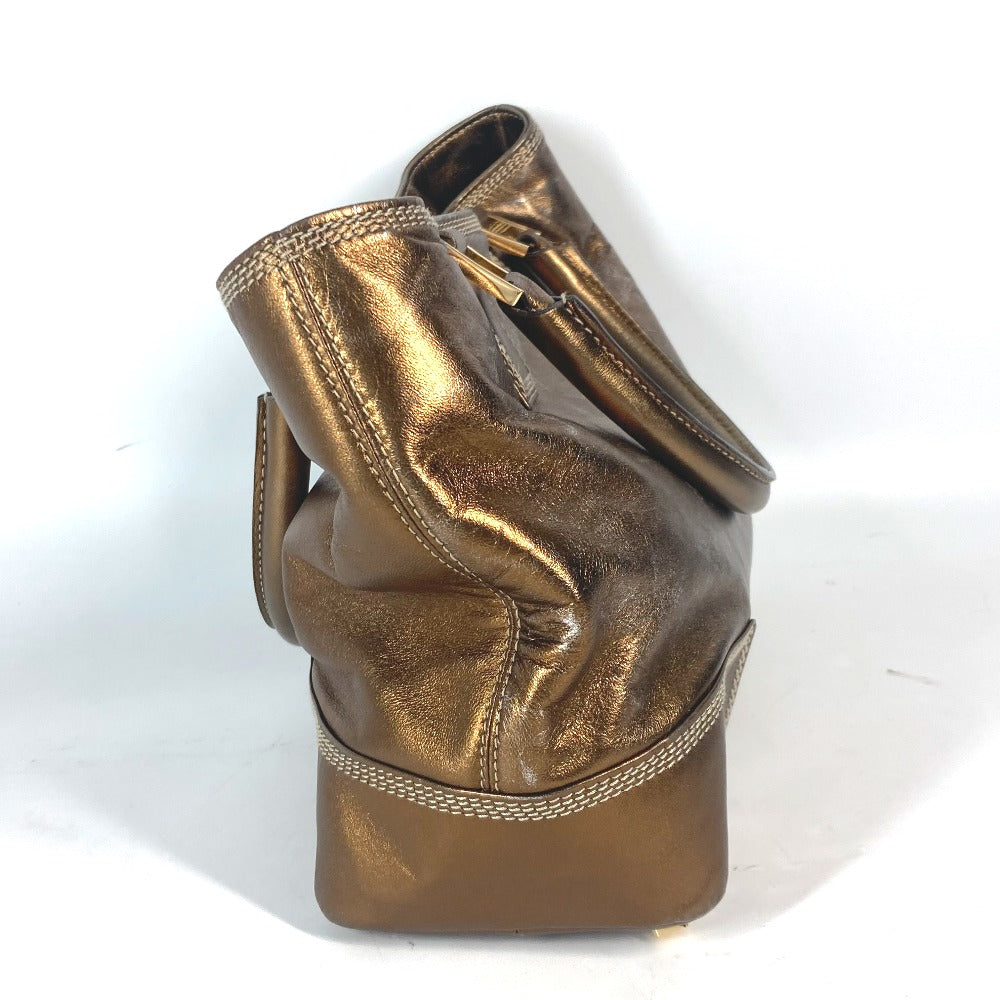 LOEWE Shoulder Bag leather Metallic brown logo anagram