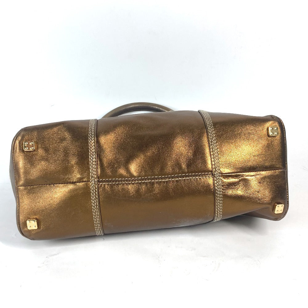 LOEWE Shoulder Bag leather Metallic brown logo anagram