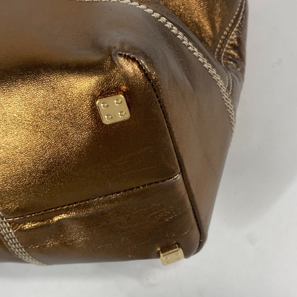 LOEWE Shoulder Bag leather Metallic brown logo anagram