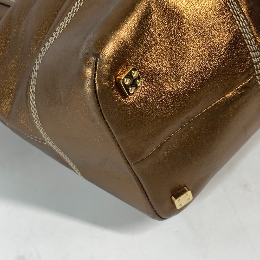 LOEWE Shoulder Bag leather Metallic brown logo anagram
