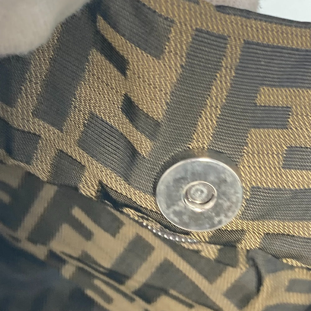 FENDI Shoulder Bag Leather / canvas Brown Accessory pouch Zucca logo Women Used Authentic