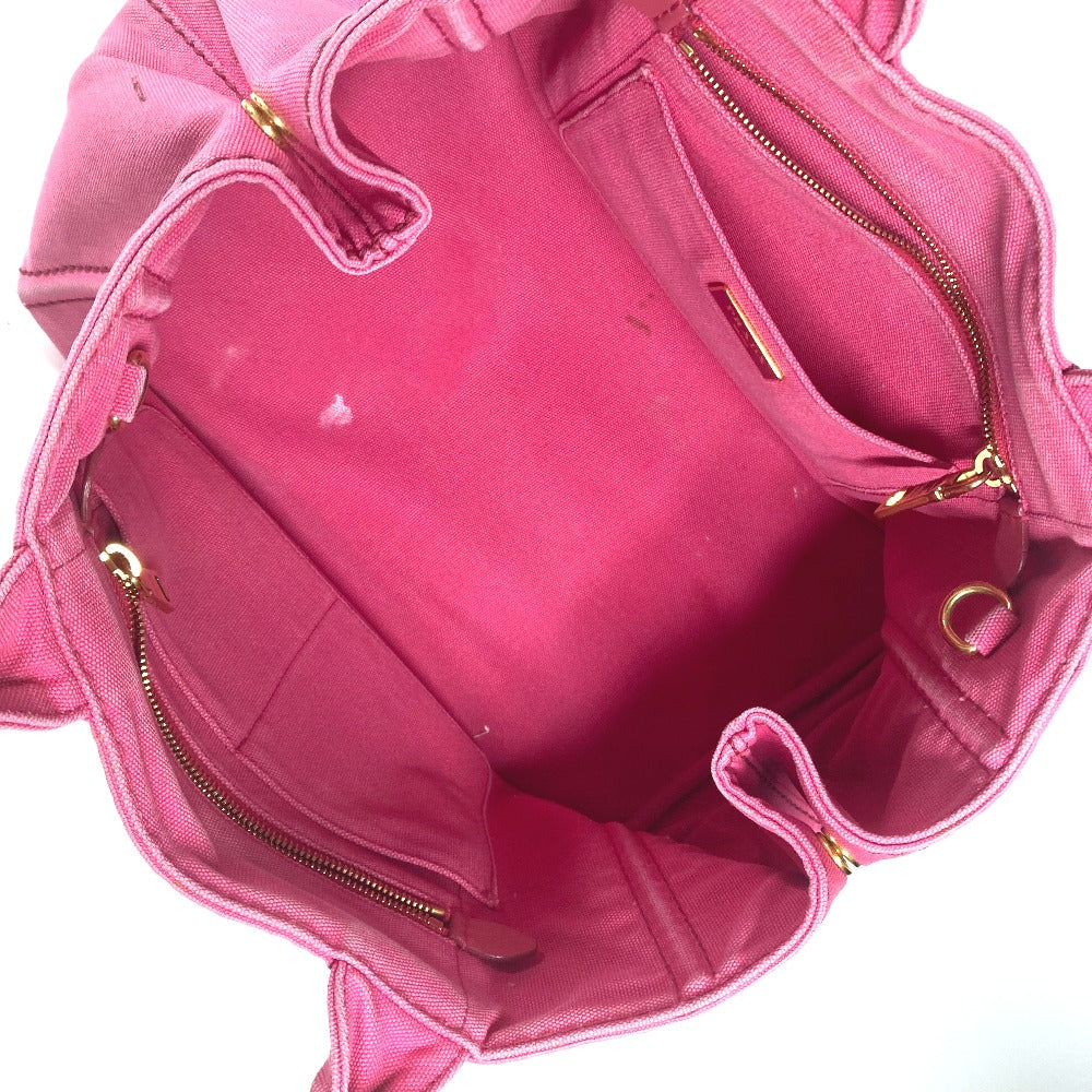 PRADA Handbag canvas pink Canapa logo M Women Used Authentic