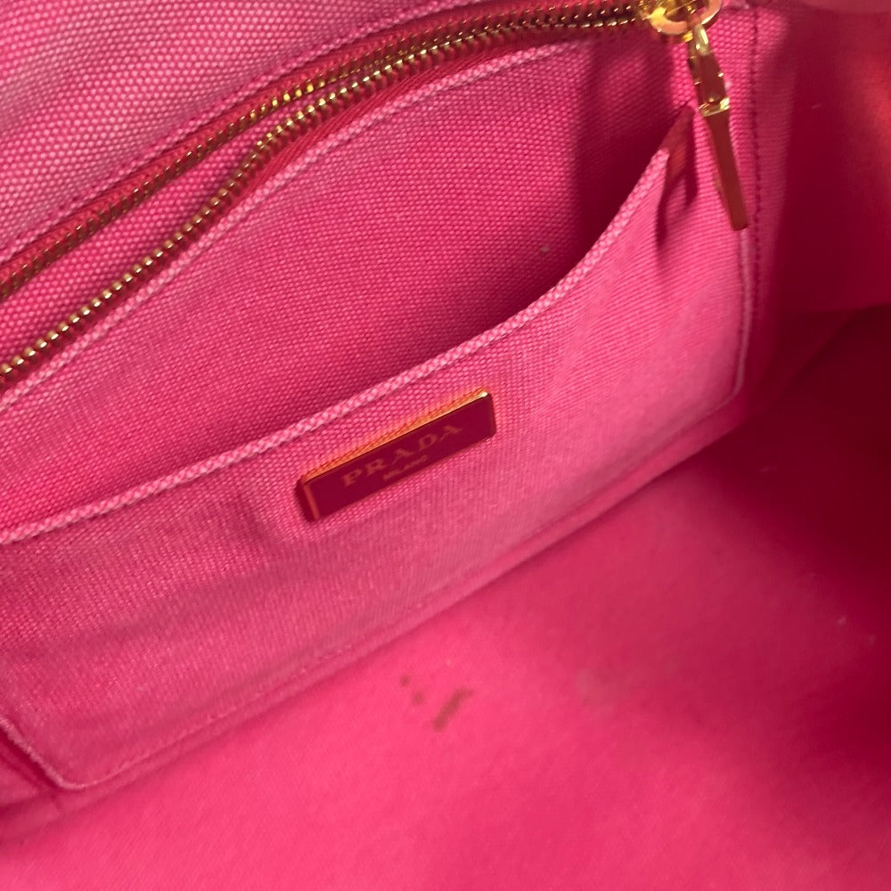 PRADA Handbag canvas pink Canapa logo M Women Used Authentic