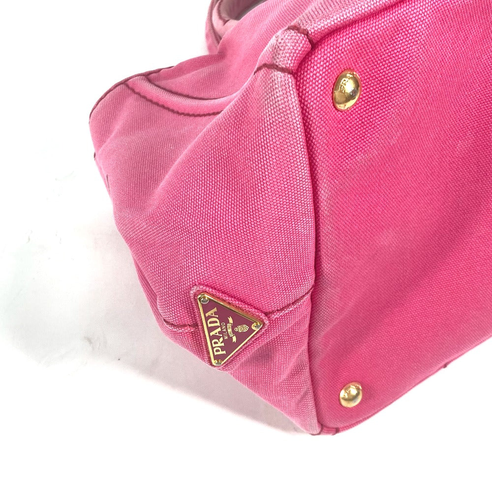 PRADA Handbag canvas pink Canapa logo M Women Used Authentic