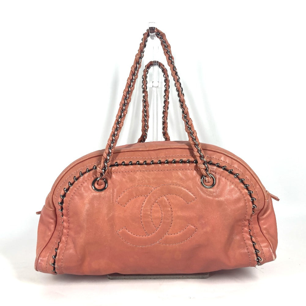 CHANEL Shoulder Bag leather Pink type WChain logo CC COCO Mark Luxury Line Women Used Authentic