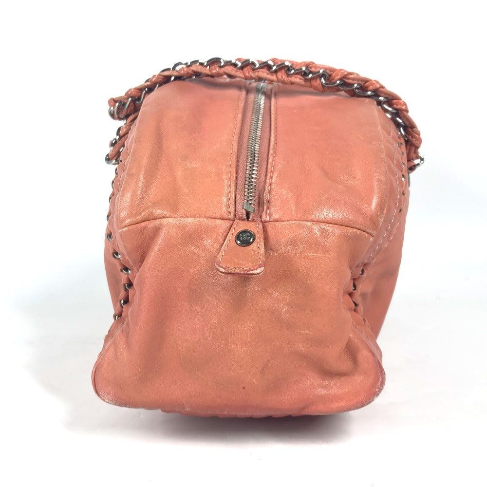 CHANEL Shoulder Bag leather Pink type WChain logo CC COCO Mark Luxury Line Women Used Authentic