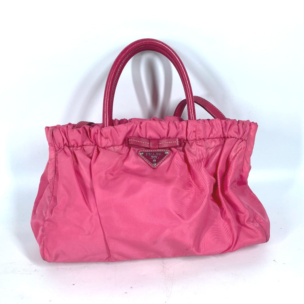 PRADA Handbag Nylon pink Shoulder Bag Bag logo ribbon