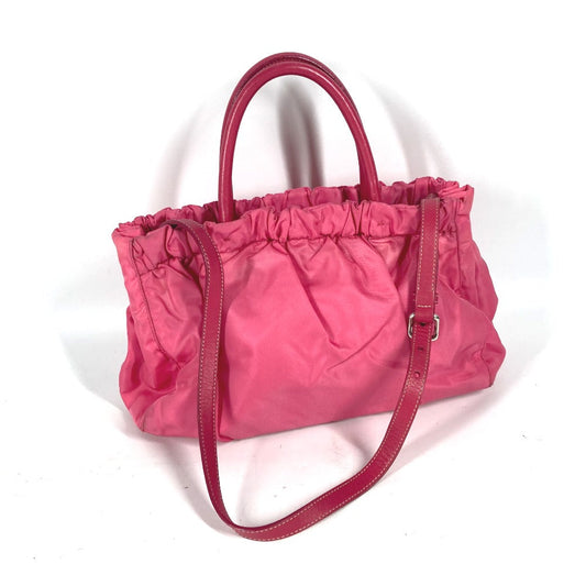 PRADA Handbag Nylon pink Shoulder Bag Bag logo ribbon
