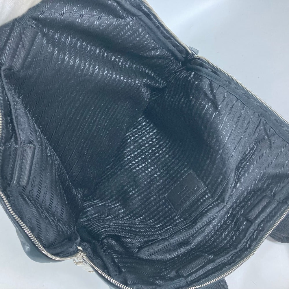 PRADA Tote Bag VA0744 leather black logo metal plate mens(Unisex) Used Authentic