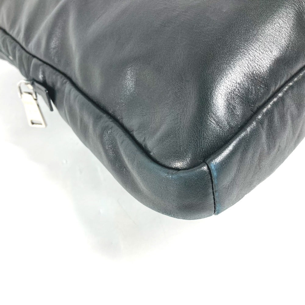 PRADA Tote Bag VA0744 leather black logo metal plate mens(Unisex) Used Authentic
