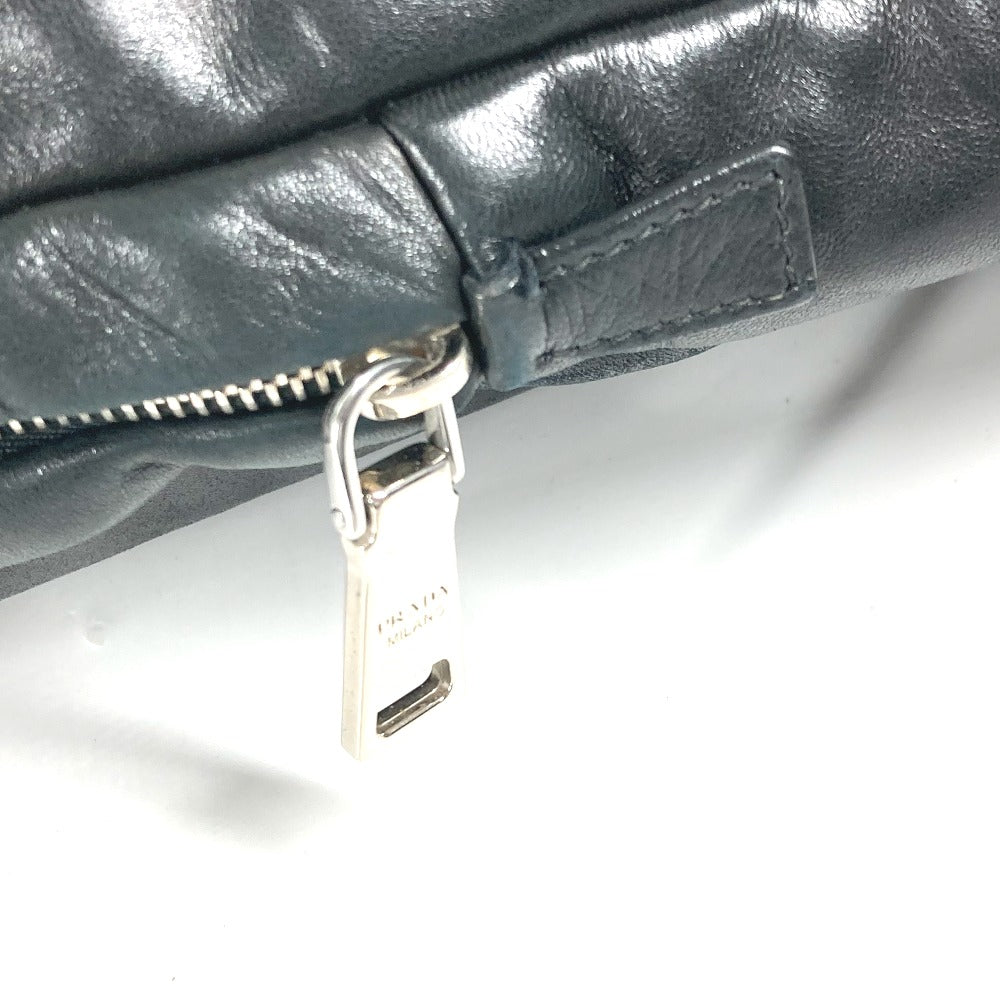 PRADA Tote Bag VA0744 leather black logo metal plate mens(Unisex) Used Authentic