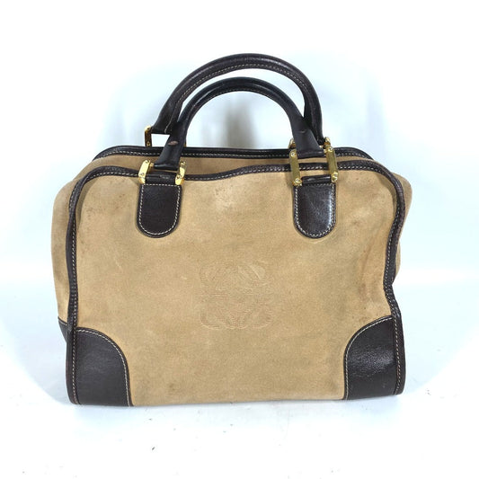 LOEWE Handbag Leather / suede beige Amazona 32 logo