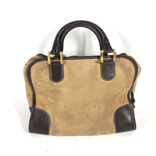LOEWE Handbag Leather / suede beige Amazona 32 logo
