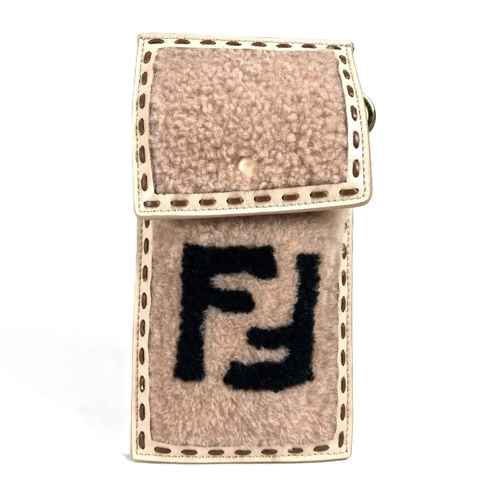FENDI Pouch 7AS047 Fur, Leather beige Smartphone case phone pouch Women Used Authentic