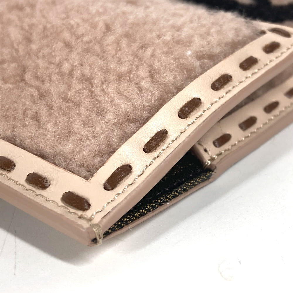 FENDI Pouch 7AS047 Fur, Leather beige Smartphone case phone pouch Women Used Authentic