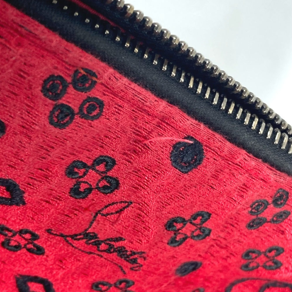 Christian Louboutin Shoulder Bag Leather / canvas black Logo embroidery