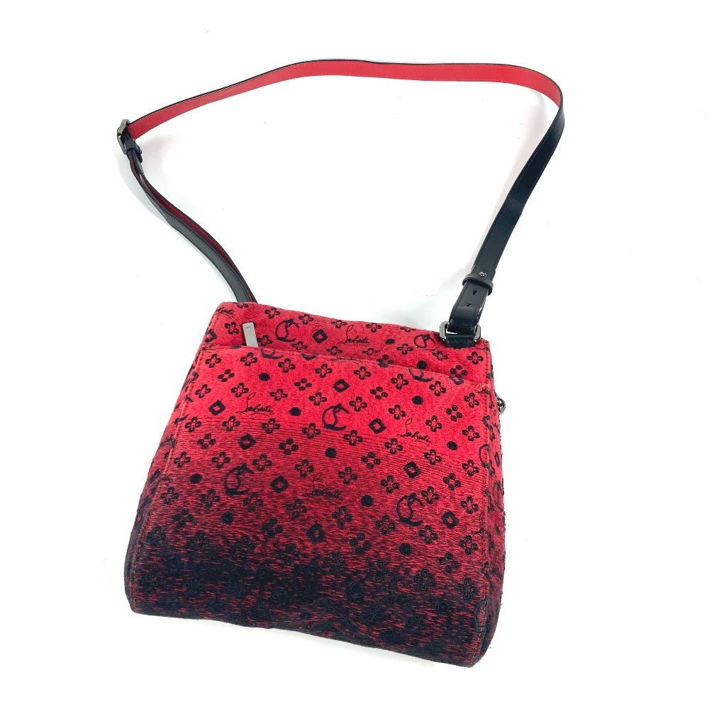 Christian Louboutin Shoulder Bag Leather / canvas black Logo embroidery