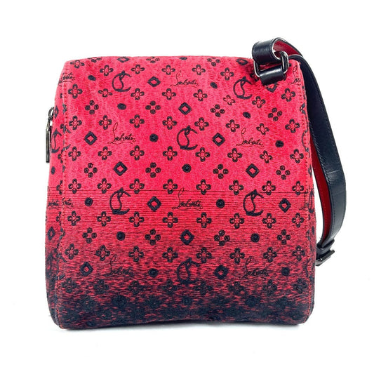 Christian Louboutin Shoulder Bag Leather / canvas black Logo embroidery