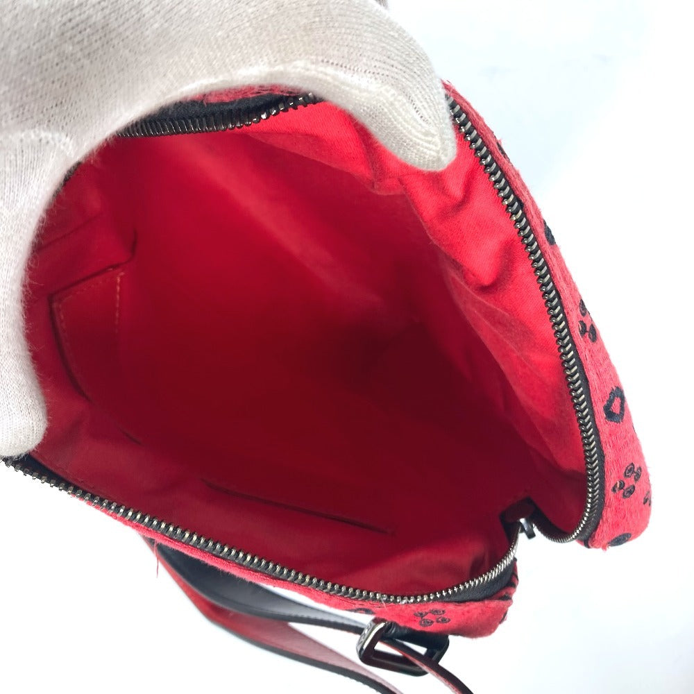 Christian Louboutin Shoulder Bag Leather / canvas black Logo embroidery