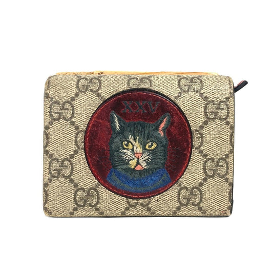 GUCCI Folded wallet 499380 GG Supreme canvas, leather Red GG Supreme Mystic Cat