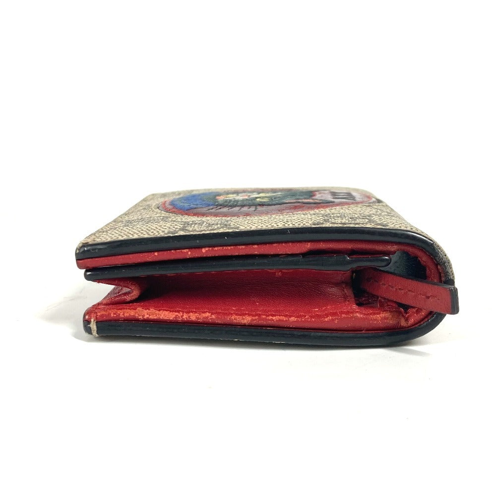 GUCCI Folded wallet 499380 GG Supreme canvas, leather Red GG Supreme Mystic Cat