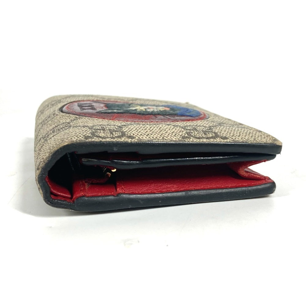 GUCCI Folded wallet 499380 GG Supreme canvas, leather Red GG Supreme Mystic Cat