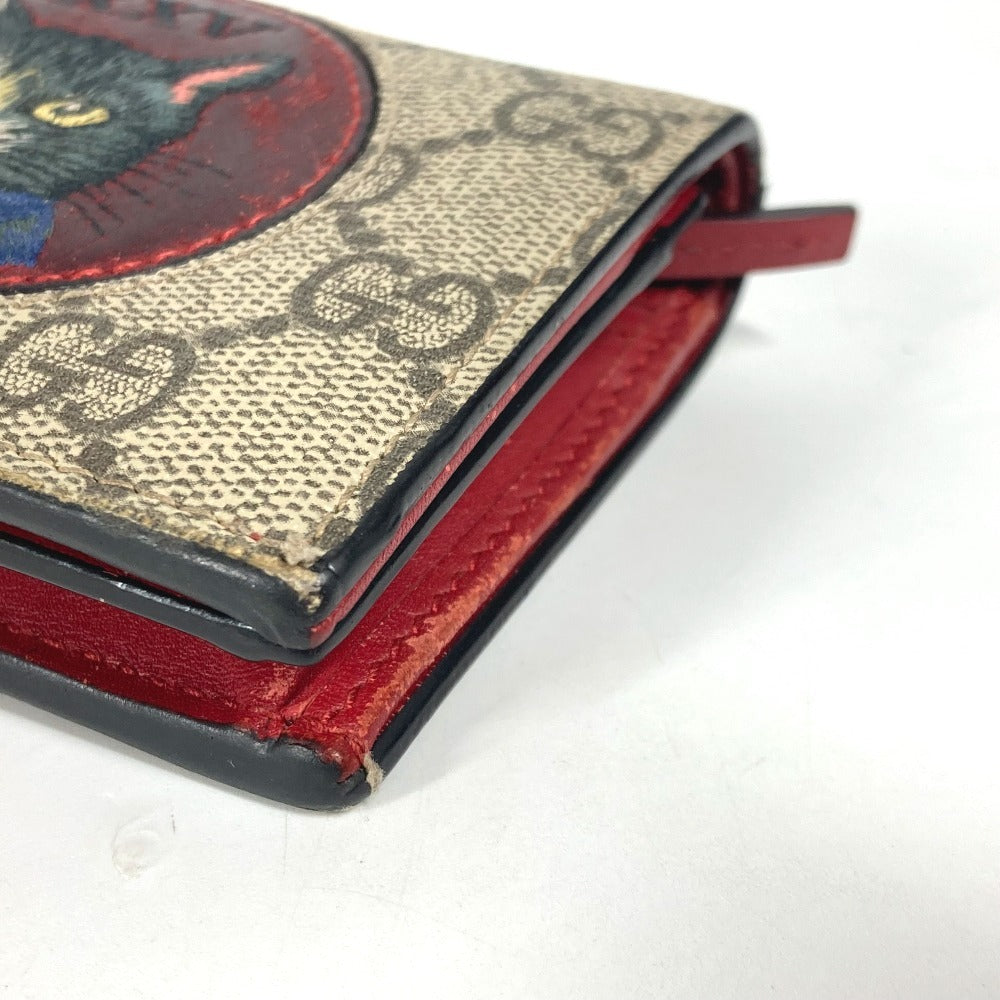 GUCCI Folded wallet 499380 GG Supreme canvas, leather Red GG Supreme Mystic Cat