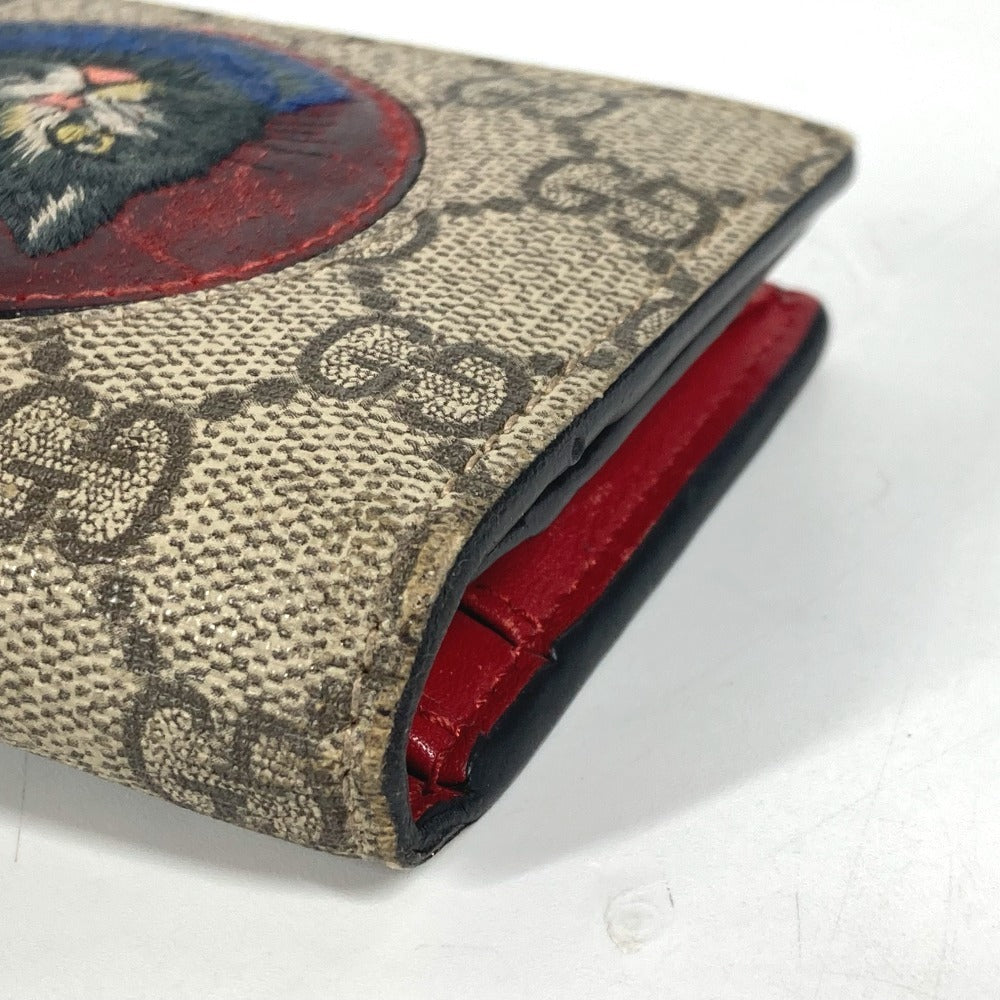 GUCCI Folded wallet 499380 GG Supreme canvas, leather Red GG Supreme Mystic Cat