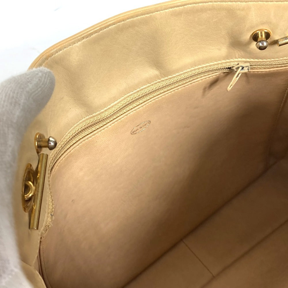 CHANEL Shoulder Bag leather beige vintage Matrasse quilting