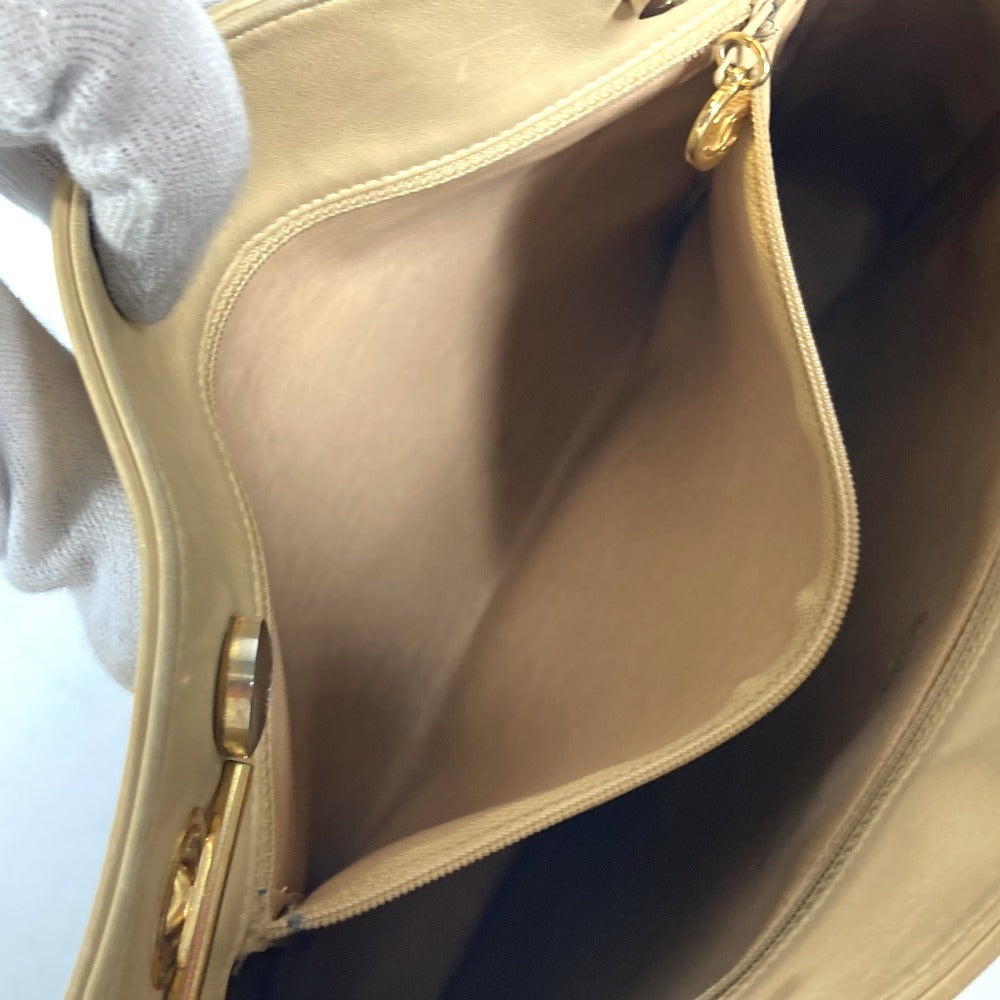 CHANEL Shoulder Bag leather beige vintage Matrasse quilting