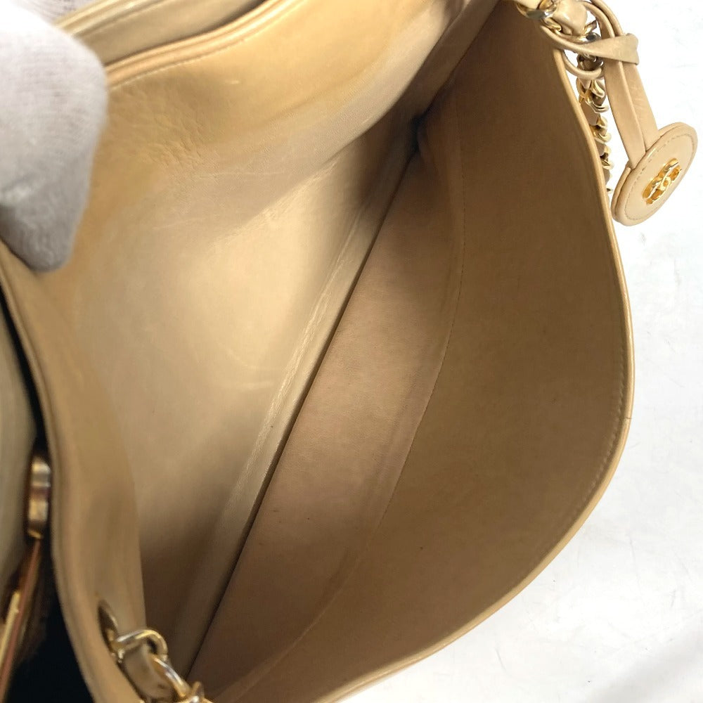 CHANEL Shoulder Bag leather beige vintage Matrasse quilting