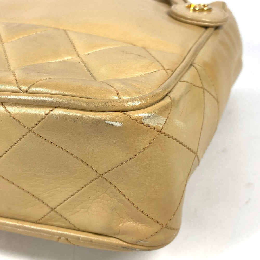 CHANEL Shoulder Bag leather beige vintage Matrasse quilting