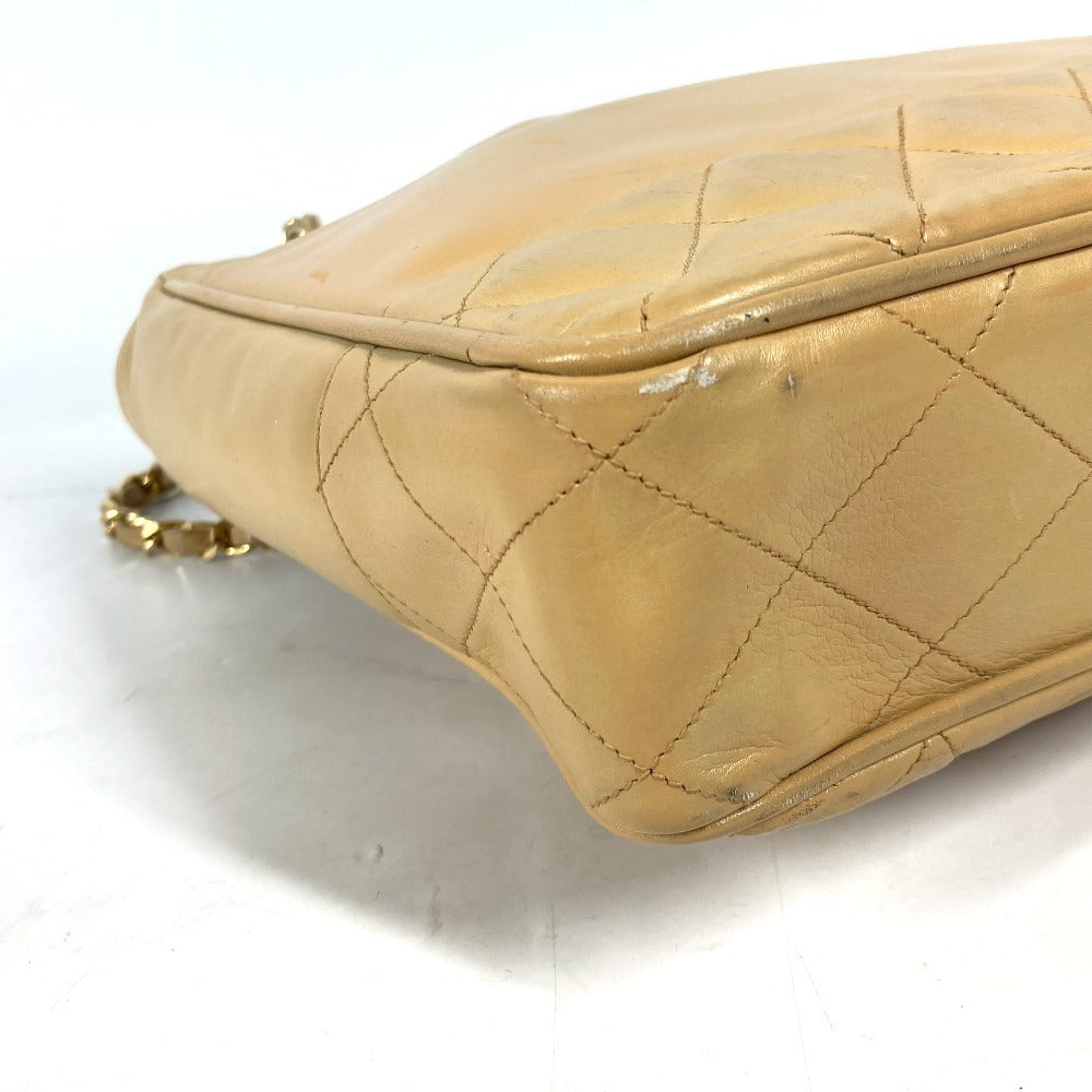 CHANEL Shoulder Bag leather beige vintage Matrasse quilting
