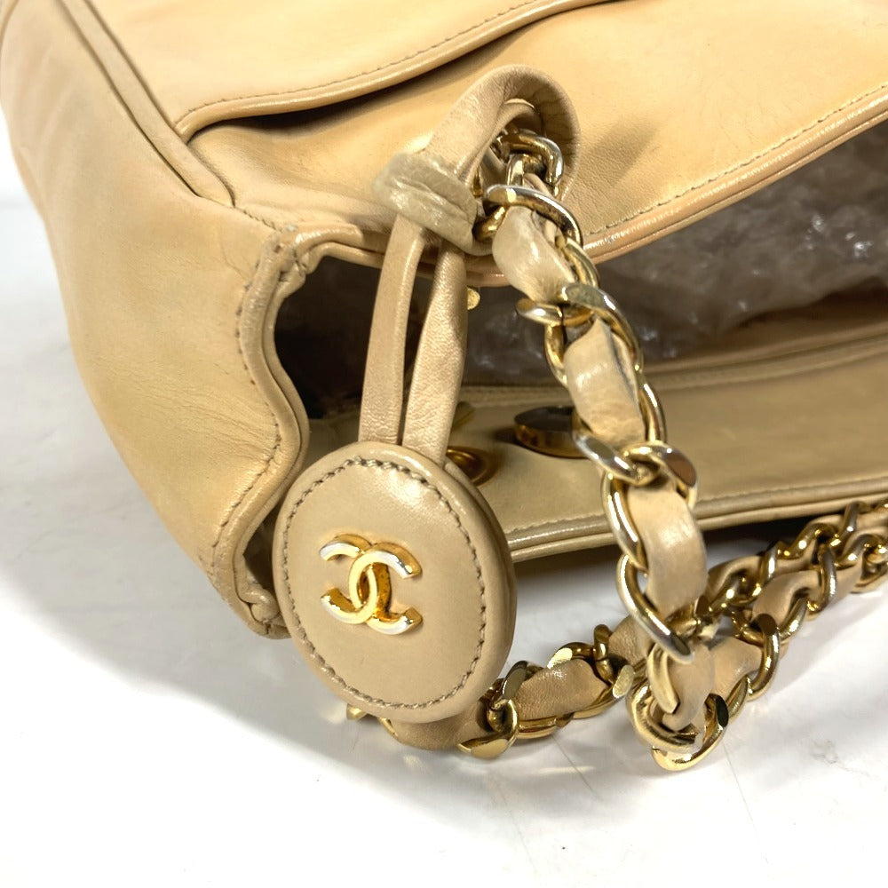 CHANEL Shoulder Bag leather beige vintage Matrasse quilting