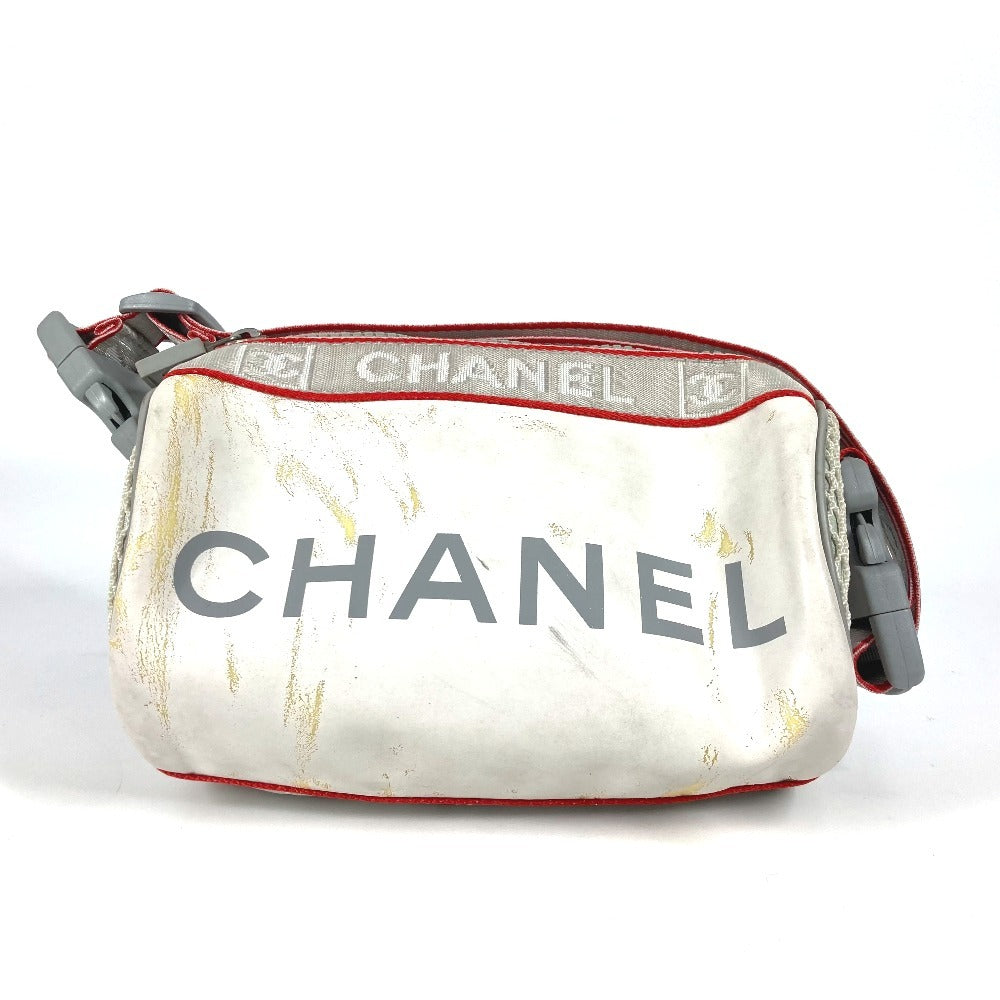 CHANEL Shoulder Bag Nylon white Sports logo mini Women Used Authentic