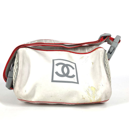 CHANEL Shoulder Bag Nylon white Sports logo mini Women Used Authentic