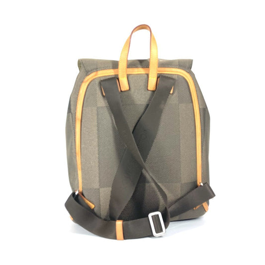 LOUIS VUITTON Backpack M93056 Damier Jean Canvas khaki Damier Jean Pionie mens Used Authentic