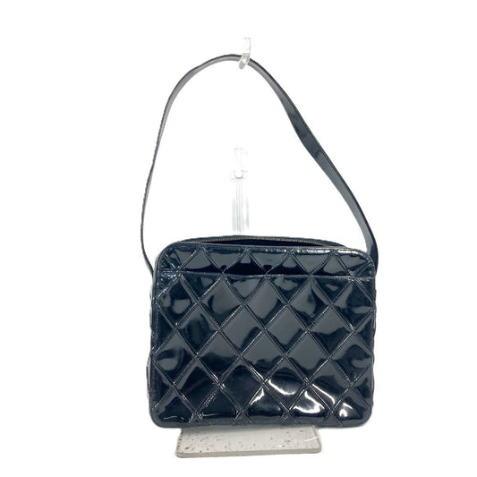 CHANEL Shoulder Bag Patent leather black vintage quilting matelasse Women Used Authentic