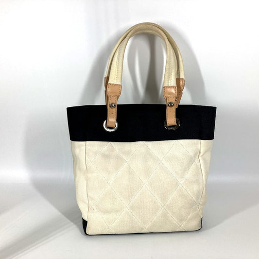 CHANEL Shoulder Bag A34208 canvas white CC COCO Mark Paris Biarritz PM Women Used Authentic