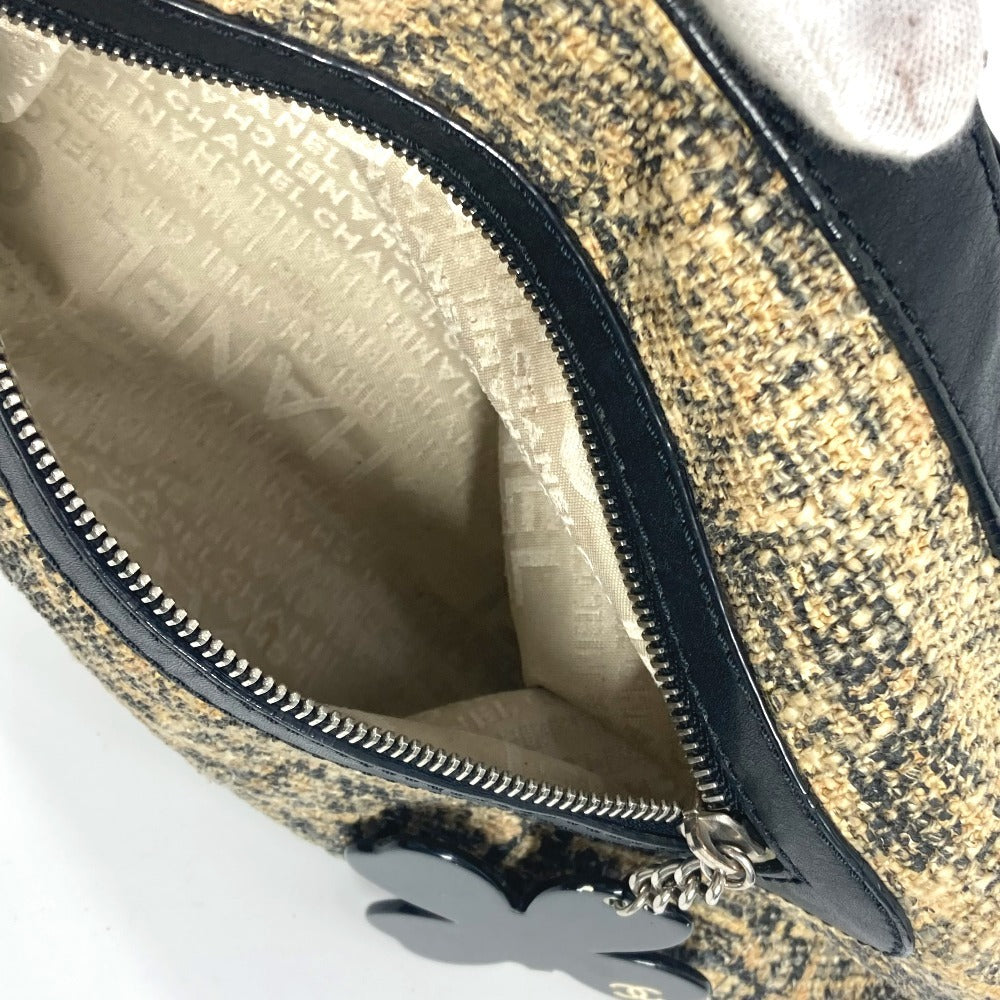 CHANEL Shoulder Bag Canvas / leather black Camellia CC COCO Mark