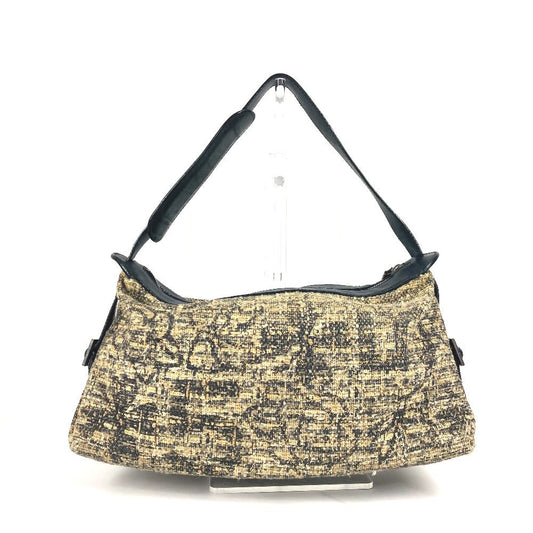 CHANEL Shoulder Bag Canvas / leather black Camellia CC COCO Mark