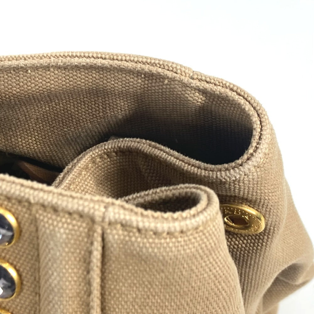 PRADA Handbag canvas beige Canapa logo studs
