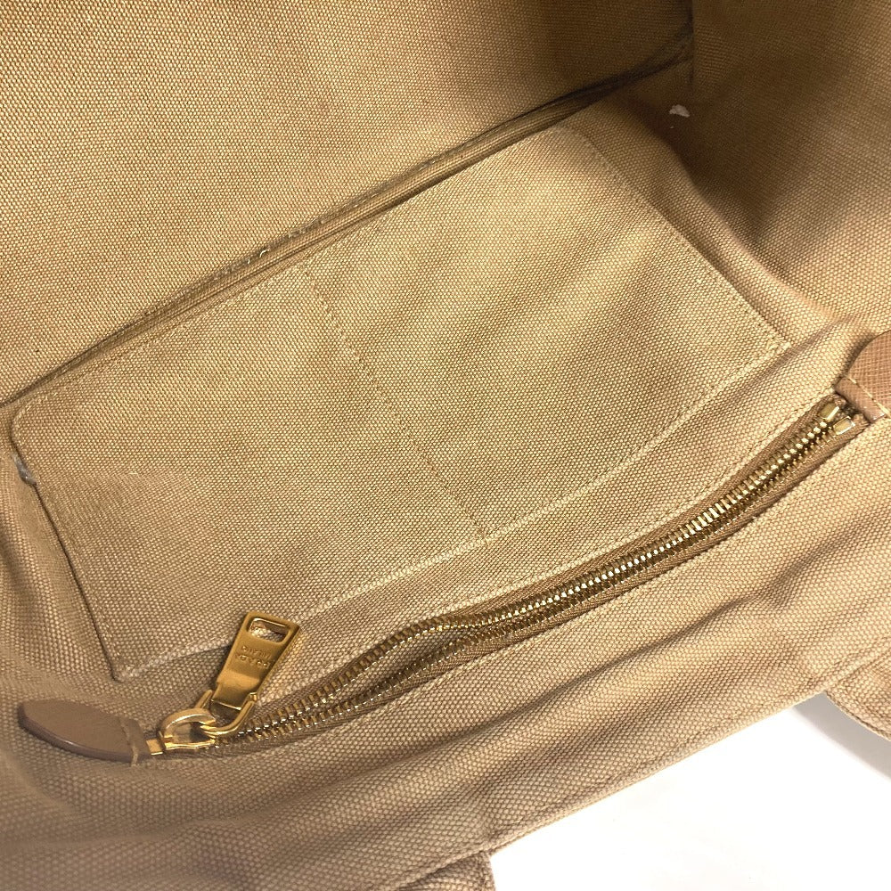 PRADA Handbag canvas beige Canapa logo studs