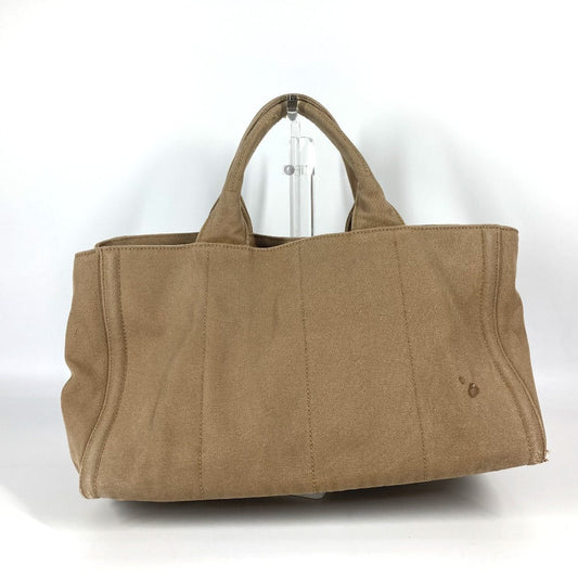 PRADA Handbag canvas beige Canapa logo studs