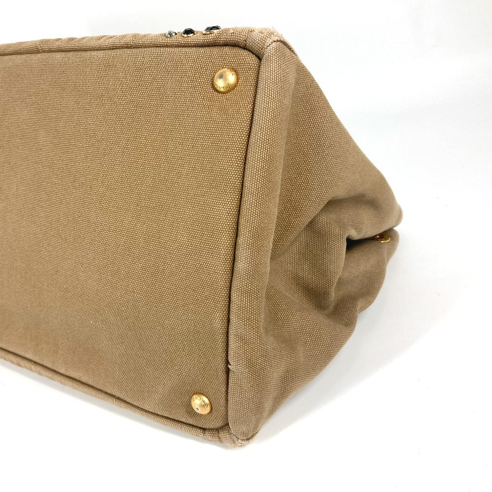 PRADA Handbag canvas beige Canapa logo studs