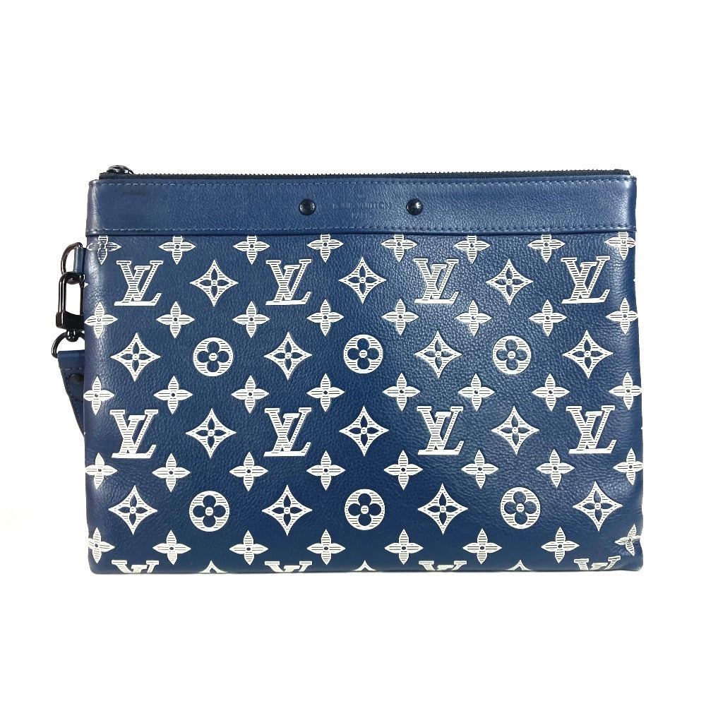 LOUIS VUITTON Clutch bag M83382 Monogram shadow leather Navy Monogram shadow pochette to go unisex(Unisex) Used Authentic