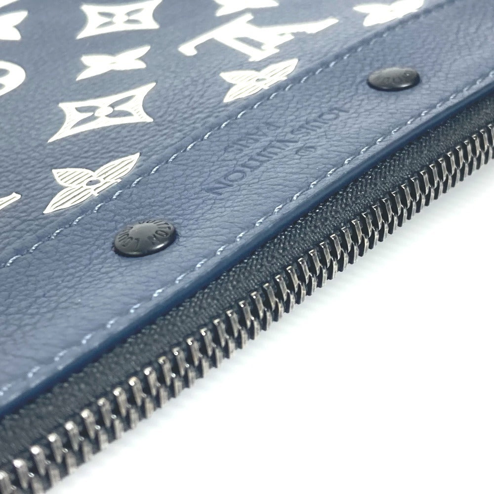 LOUIS VUITTON Clutch bag M83382 Monogram shadow leather Navy Monogram shadow pochette to go unisex(Unisex) Used Authentic
